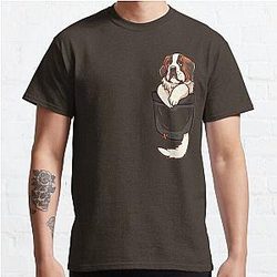 Dog In Pocket T-Shirts - Pocket St Bernard Puppy Classic T-Shirt RB1011