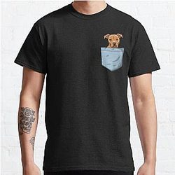 Dog In Pocket T-Shirts - staff dog in blue pocket Classic T-Shirt RB1011