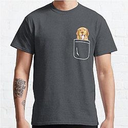 Dog In Pocket T-Shirts - Golden Retriever In Pocket Funny Dog Lover Gift Classic T-Shirt RB1011