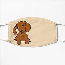 Dog In Pocket Face Masks - Brown Dachshund Puppy in Your Pocket Flat Mask RB1011