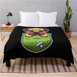 Dog In Pocket Blanket - Dog in your pocket Throw Blanket RB1011