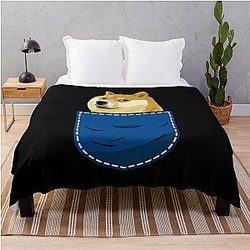 Dog In Pocket Blanket - Dog in your pocket Throw Blanket RB1011