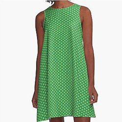 Dominick Reyes A-Line Dress in Green and Yellow
