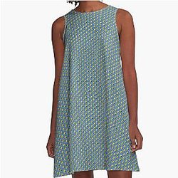 Don Frye A-Line Dress Blue Yellow