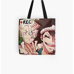 Dr. Stone Bags - Senku & Chrome All Over Print Tote Bag RB2805