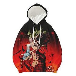 Dr. Stone Hoodies - Senku Ishigami Doble Brushed Classic Hoodie rojo