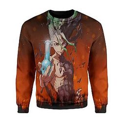 Dr. Stone Sweatshirts - Ishigami Senkuu Classic Red 3D Printed Sweatshirt