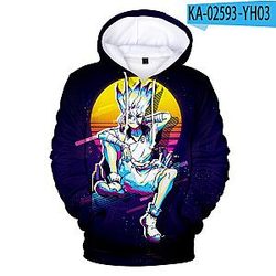 Dr Stone Hoodie - Anime Graphic Long Sleeve Pullover Mode Hoodie