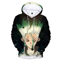 Dr. Stone Hoodie - Anime Ishigami Senku Long Sleeve Hooded Sweatshirt