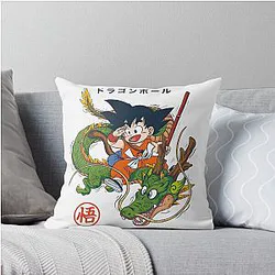 Dragon Ball Inspired Goku and Shenron Artwork Design Throw Pillow