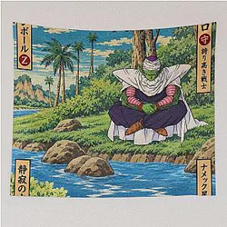 Piccolo Meditating River Dragon Ball Ukiyo-e Tapestry