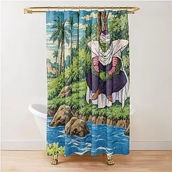 Piccolo Meditating River Dragon Ball Ukiyo-e Shower Curtain