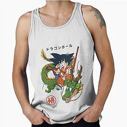 Dragon Ball Inspired Goku and Shenron Artwork Design Tank Top