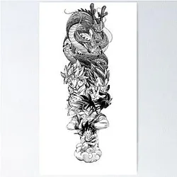 Dragon Ball Goku Evolution Shenron Vegeta Vertical Art Poster