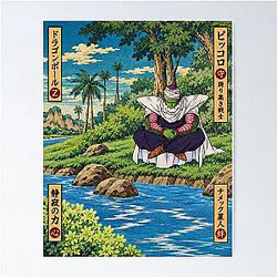 Piccolo Meditating River Dragon Ball Ukiyo-e Poster