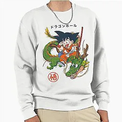 Dragon Ball Inspired Goku and Shenron Artwork Pullover Sweatshirt