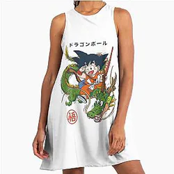 Dragon Ball Inspired Goku and Shenron Artwork A-Line Dress Design