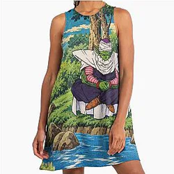 Piccolo Meditating River Dragon Ball Ukiyo-e A-Line Dress