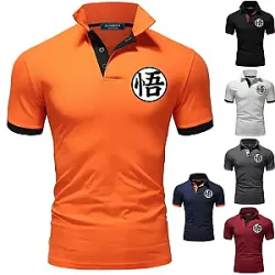 Anime Dragon Ball Fashion Lapel Color Short T-shirts