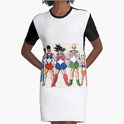sailor moon dragon ball Graphic T-Shirt Dress