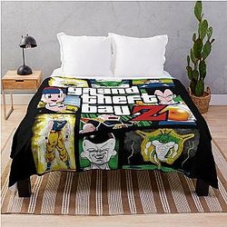 Goku And His Friends Vintage Dragon Ball Z Gamer Throw Blanket