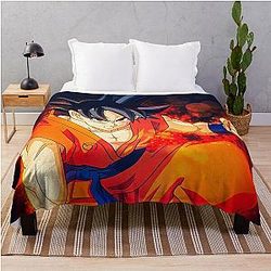 Goku Dragon Ball Fanart Anime Waifu Throw Blanket