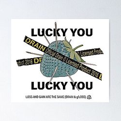 Bladee Drain Gang Lucky You Strawberry logo Poster RB0111