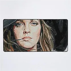 Hollywood Mystery Drew Barrymore Expressive Oil Portrait Desk Mat