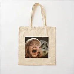 Drew Barrymore and Ghostface in Scream Cotton Tote Bag