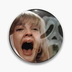 Drew Barrymore and Ghostface in Scream Pin