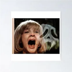Drew Barrymore and Ghostface in Scream Poster