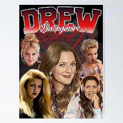 Drew Barrymore Retro Style Poster.
