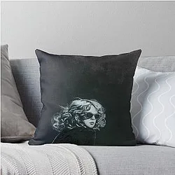 Little Sip (A Portrait of Drew Barrymore) Throw Pillow