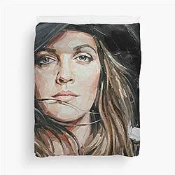 Hollywood Mystery Drew Barrymore Expressive Oil Portrait Duvet Cover