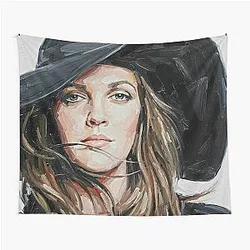 Hollywood Mystery - Drew Barrymore Oil Portrait Tapestry