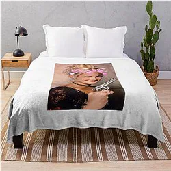 Drew Barrymore Pistol Design Throw Blanket
