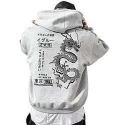 Men's Graphic Quarter Zip Hoodie Casual Long Sleeve Drop Shoulder Sweatshirt