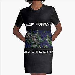 Strike the earth! Dwarf Fortress map  Graphic T-Shirt Dress