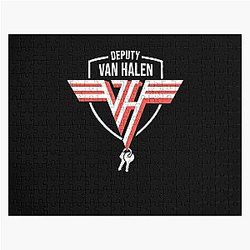 Deputy Ván Halen Graphic Trending Unisex Youth Funny Art Tee 80S Casual Cute Simple black Jigsaw Puzzle