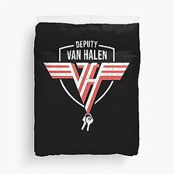 Deputy Ván Halen Graphic Trending Unisex Youth Funny Art Tee 80S Casual Cute Simple black Duvet Cover