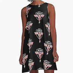 Deputy Ván Halen Graphic Trending Unisex Youth Funny Art Tee 80S Casual Cute Simple black A-Line Dress