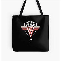 Deputy Ván Halen Graphic Trending Unisex Youth Funny Art Tee 80S Casual Cute Simple black All Over Print Tote Bag