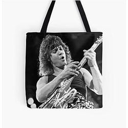 Eddie VanHalen - BW Photograph All Over Print Tote Bag
