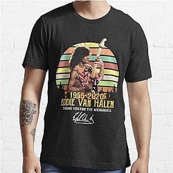 Eddie-Van-Halen 1955-2020 Thank You for The Memories Signature Vintage White Essential T-Shirt