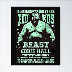 Vintage Neon Eddie Hall Strongman Boxing Cyberpunk Poster