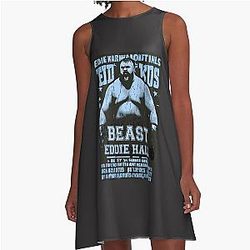 Vintage Aquamarine Eddie Hall Strongman Boxing A-Line Dress