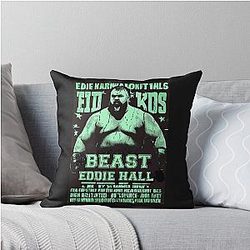 Vintage Neon Eddie Hall Strongman Boxing Cyberpunk Throw Pillow