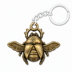 [Exclusive] Golden Scarab Talisman Bronze Metal Keychain LA0809