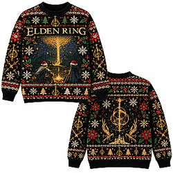 Campfire & Santa Hats LA0810 Elden Ring Ugly Christmas Sweater ⛄