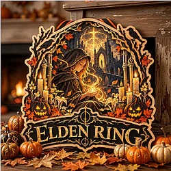 Melina & Erdtree Sanctuary Stained Halloween LA0910 Elden Ring Wooden Door Sign